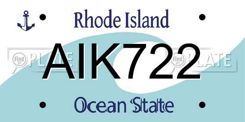 AIK722 Rhode Island License Plate
