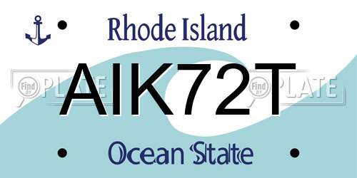 AIK72T Rhode Island License Plate
