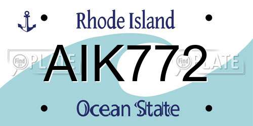 AIK772 Rhode Island License Plate