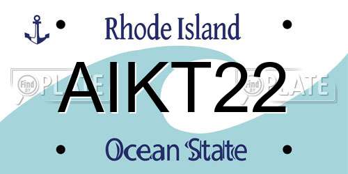 AIKT22 Rhode Island License Plate