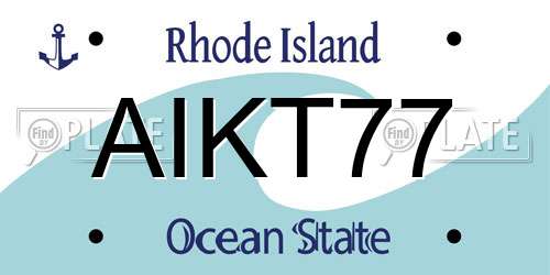 AIKT77 Rhode Island License Plate