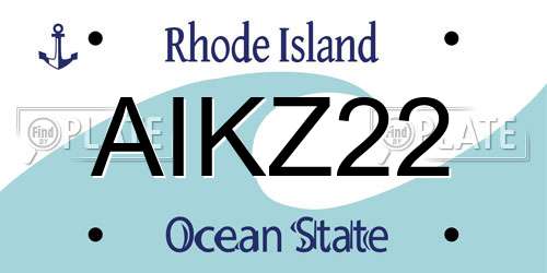 AIKZ22 Rhode Island License Plate