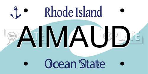 AIMAUD Rhode Island License Plate