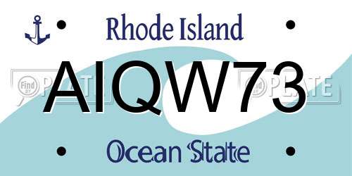 AIQW73 Rhode Island License Plate