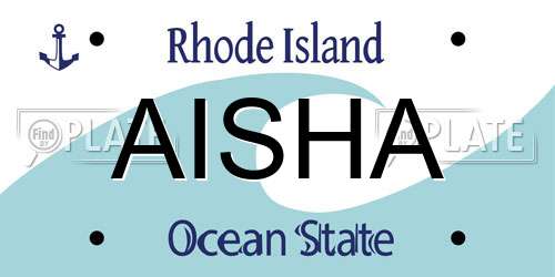 AISHA Rhode Island License Plate