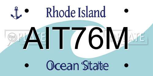AIT76M Rhode Island License Plate