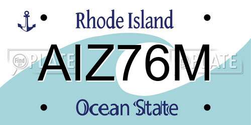 AIZ76M Rhode Island License Plate