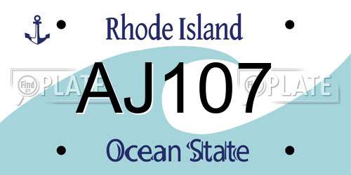 AJ107 Rhode Island License Plate