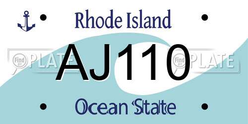 AJ110 Rhode Island License Plate