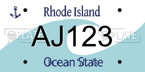 AJ123 Rhode Island License Plate