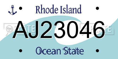 AJ23046 Rhode Island License Plate
