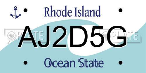 AJ2D5G Rhode Island License Plate