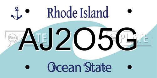 AJ2O5G Rhode Island License Plate