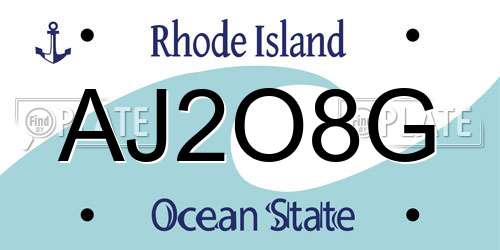 AJ2O8G Rhode Island License Plate
