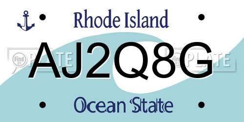 AJ2Q8G Rhode Island License Plate