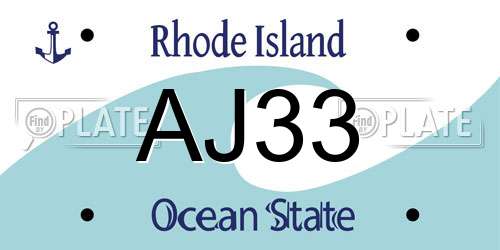 AJ33 Rhode Island License Plate
