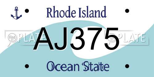 AJ375 Rhode Island License Plate