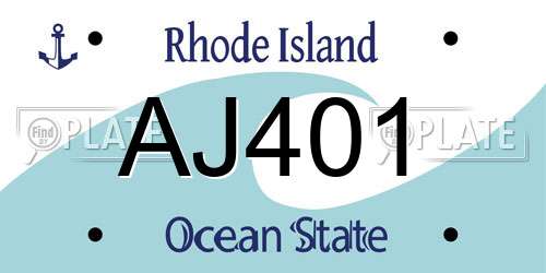 AJ401 Rhode Island License Plate