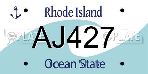 AJ427 Rhode Island License Plate