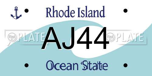 AJ44 Rhode Island License Plate