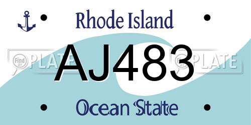 AJ483 Rhode Island License Plate