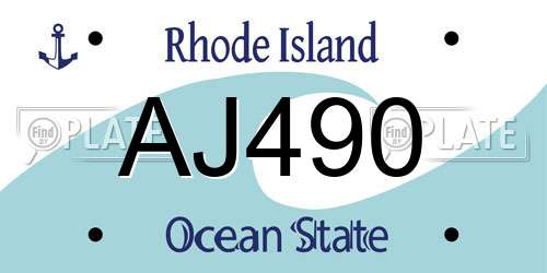 AJ490 Rhode Island License Plate