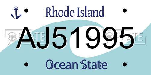 AJ51995 Rhode Island License Plate