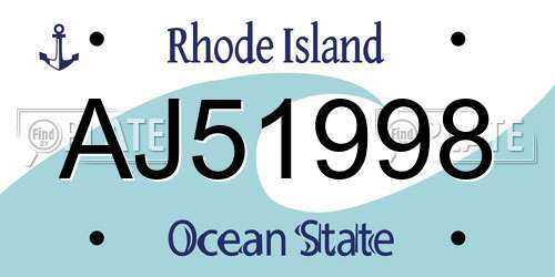 AJ51998 Rhode Island License Plate