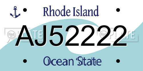 AJ52222 Rhode Island License Plate