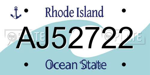 AJ52722 Rhode Island License Plate