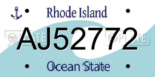 AJ52772 Rhode Island License Plate
