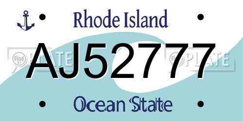 AJ52777 Rhode Island License Plate