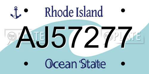 AJ57277 Rhode Island License Plate