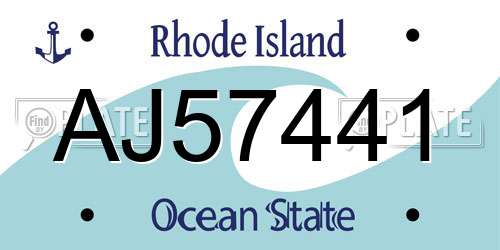 AJ57441 Rhode Island License Plate