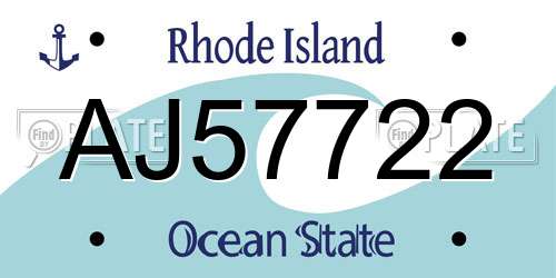 AJ57722 Rhode Island License Plate