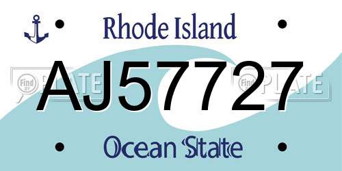 AJ57727 Rhode Island License Plate