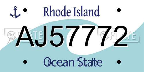 AJ57772 Rhode Island License Plate