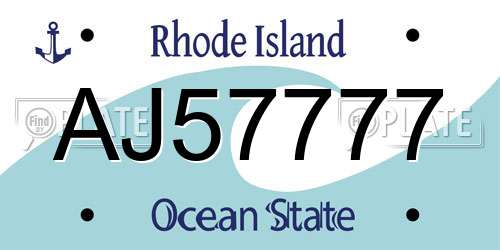 AJ57777 Rhode Island License Plate