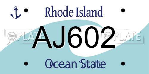 AJ602 Rhode Island License Plate