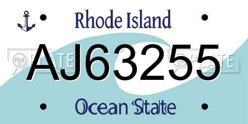AJ63255 Rhode Island License Plate