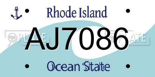 AJ7086 Rhode Island License Plate