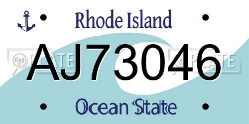 AJ73046 Rhode Island License Plate