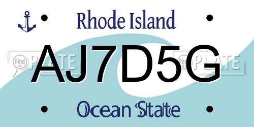 AJ7D5G Rhode Island License Plate