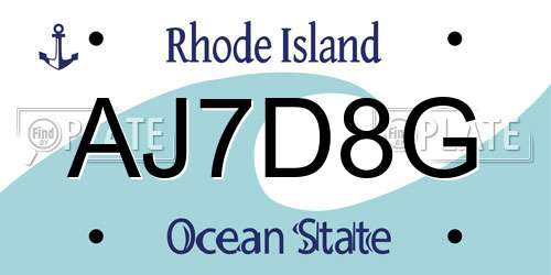 AJ7D8G Rhode Island License Plate