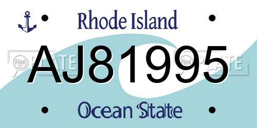 AJ81995 Rhode Island License Plate