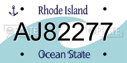 AJ82277 Rhode Island License Plate