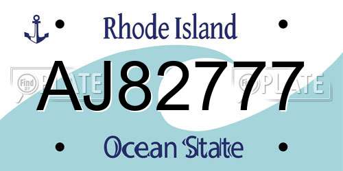 AJ82777 Rhode Island License Plate