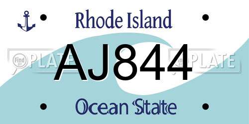 AJ844 Rhode Island License Plate
