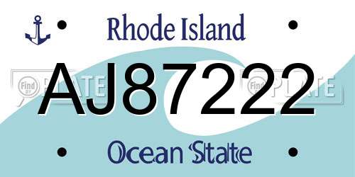 AJ87222 Rhode Island License Plate