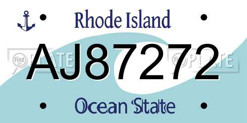 AJ87272 Rhode Island License Plate